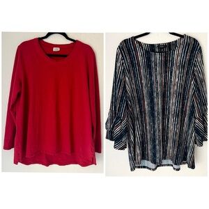 Bundle (2) Cotton Lani Cocomo Tunic Tops Tees Drapey Comfy Soft Office Casual 1X